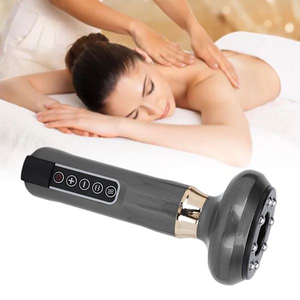 Elektrisk GuaSha-massageapparat 12 sugväxlar stålkulor negativt tryck kopping meridianer massagemaskin grå