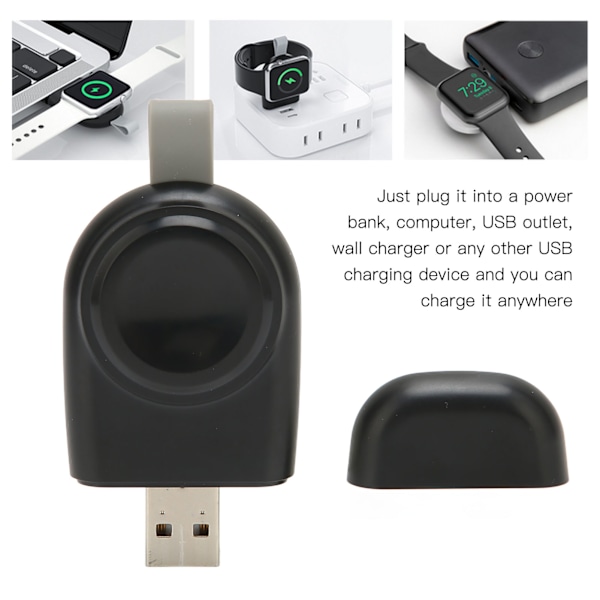 Se trådløs lader med sterk magnetisk adsorpsjon, liten bærbar trådløs ladestasjon for IOS Watch, svart