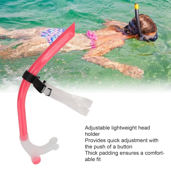 Svømmesnorkel med redusert motstand - Silikonsvømmetreningsrør med justerbar hodebøyle for snorkling og dykking - Rosa