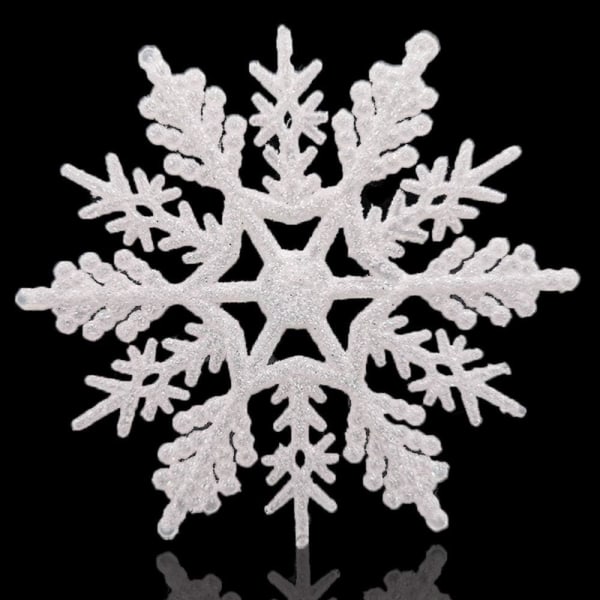 Large Snowflakes Set of 5 White Glittered Snowflakes  12" Chri