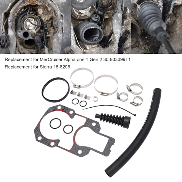 Ulkopuoliset peräpeilin palkeet korjaus- ja tiivistyssarja 30‑803099T1 Vaihto MerCruiser Alpha One 1 Gen 2