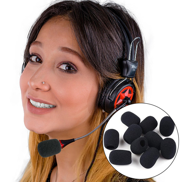 12 stk. Mikrofondeksler Skum, Mini Headset Mikrofondeksel Beskyttelsesskjerm, Mikrofonbeskytter, Liten Svamp Vindskjerm for Konferanserom, Cla