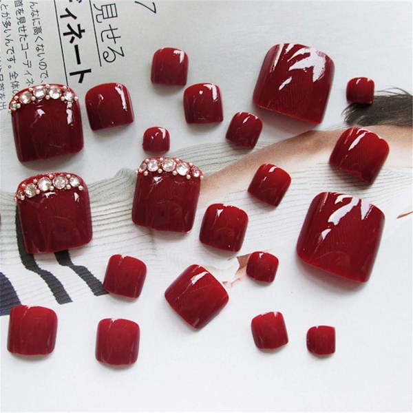24 stk/boks Blomstermønster Rhinestone Dekorasjon Kunstig Falsk Neglekunst Tips 1# Basemodell