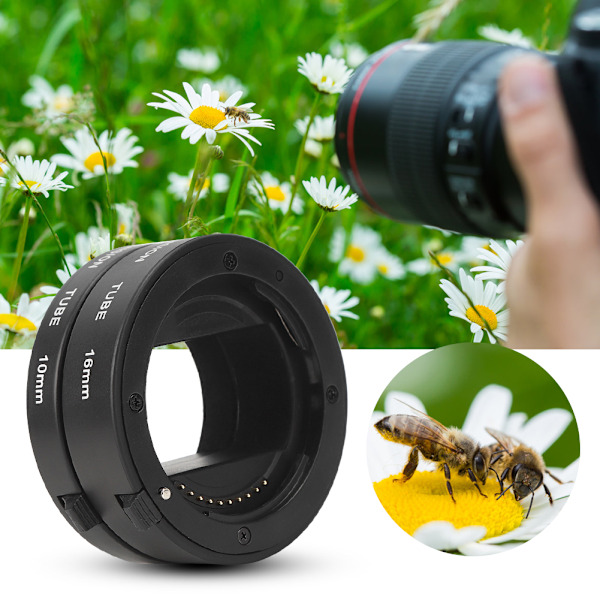 10mm+16mm Makro Adapter Ring Automatisk Fokuseringsforlængerrør til Sony NEX E-Mount Kamera