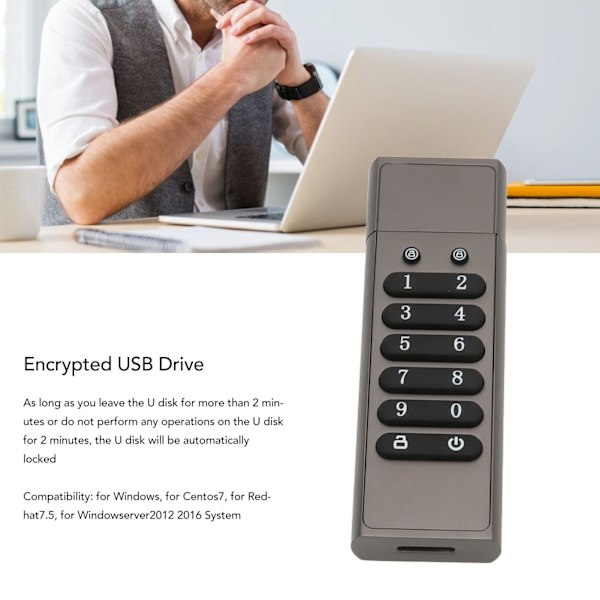 Krypterad USB-enhet Säker krypterad knapp USB3.1 100MByet/s Hög hastighet U Flash-enhet Lösenordsminne 128GB