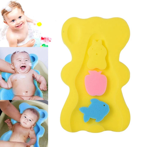 Svamp Baby Badematte Søt Bjørn Form Baby Badekar Sittematte Nyfødt Gave til Badekar Badekar Vask