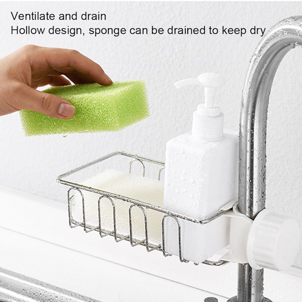 Diskställ för kranar till diskhoar, Hygienisk dräneringsdesign i rostfritt stål, Snäppfäste för platsbesparande organisering