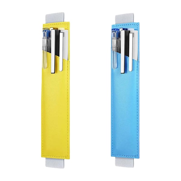Pen Etui (2-pak), Pen Pungholder Stationery Taske med Elastisk Strop til Penne