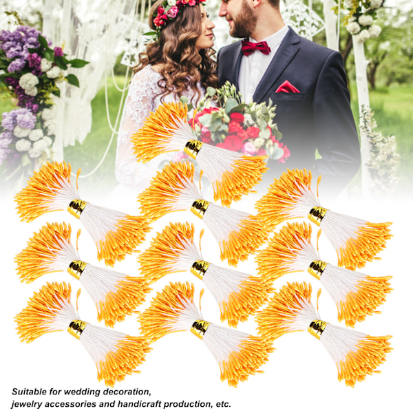 900 stk kunstig pollen gips oransje farge dobbel ende simulering bukett lage tilbehør (1 mm (14 #))