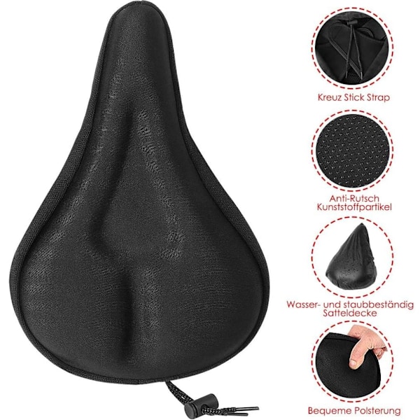 Ergonomiskt 3D Gel Cykelsadelöverdrag, Universell Passform För De Flesta Cyklar, Extra Mjuk Memory Foam Vaddering Med Andningsbart Lycra Tyg Och Halkskydd