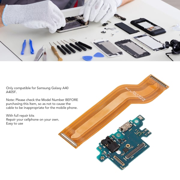 Flexkabel ladepunkt erstatning USB portkontakt reparasjon ladebrett port dock for Samsung Galaxy A40 A405F