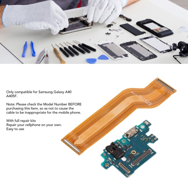 Flexkabelladdningsportutbytes USB-portkontakt Reparationsladdningskortport Dock för Samsung Galaxy A40 A405F