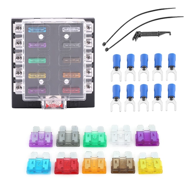 DC32V 10-veis krets standard bladsikring boks blokkholder for bil lastebil båt ATC ATO