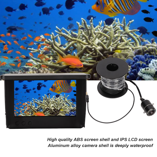 Fiskfinder Set Undervattensfiske Kamera 5.0in IPS Monitor 20m Kabel 1000TVL IP67 Vattentät Fixerad På för Is Sjö