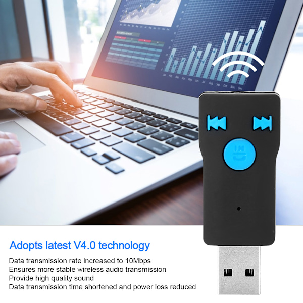 Dubbel utgång USB Bluetooth-mottagare Bil Trådlös ljudmottagning Högtalaruppspelning