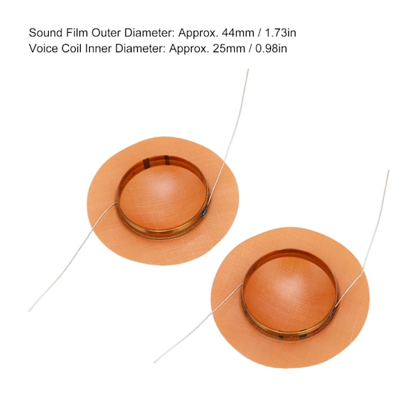 2 stk Diskant-stemmespole 25 mm / 0,98 tommer Dome-stemmespole Diskant-tilbehør for høyttalerreparasjon