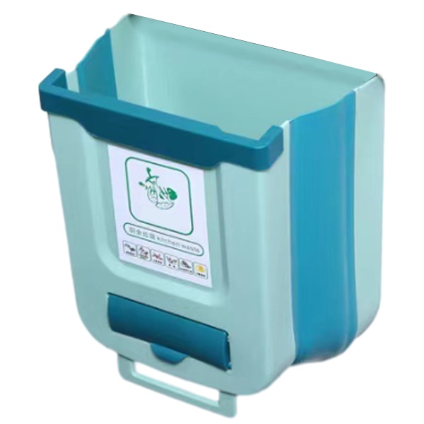 Hängande kökssopkorg, hopfällbar soptunna för kök, hopfällbar liten plastsopkorg 2,4 gallon för skåp/bil/sovrum/badrum