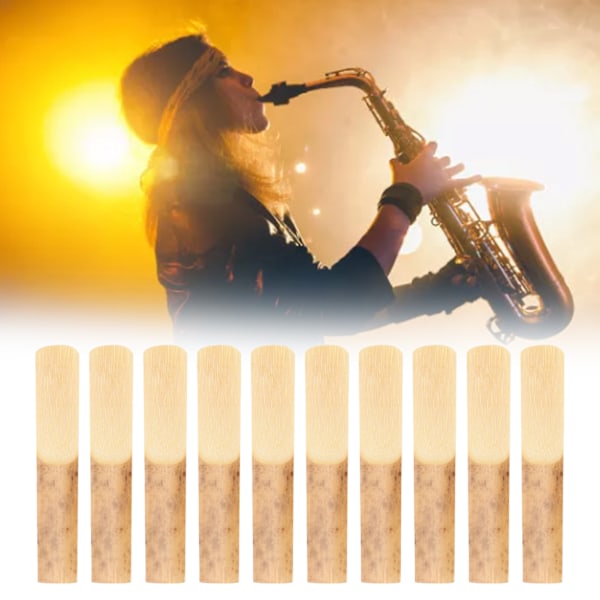 10 st Klarinettblad med Plastskyddskåpa Bambu Bb 2.5 Saxofontillbehör