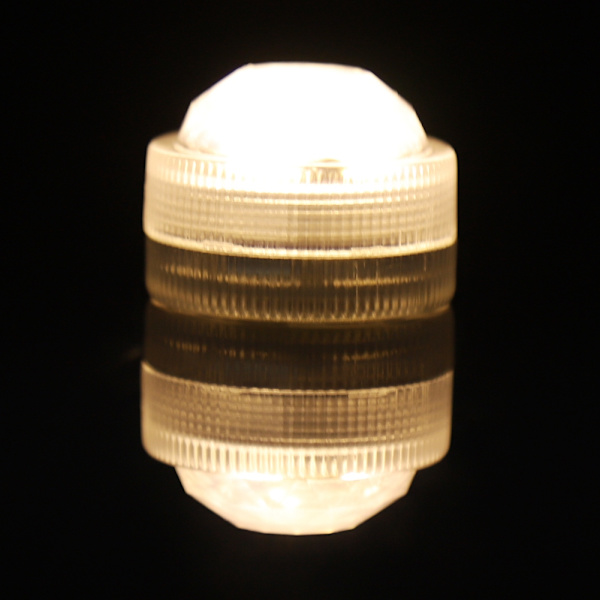 10 st/set runda vattentäta LED-ljus, nedsänkbara, fjärrkontroll (varmvit)