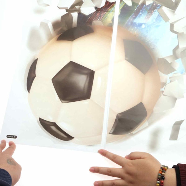 3D Väggdekor Fotboll för Barnrum, Genombrott Väggdekaler, Färgglad Fotbollsväggmålning, Väggdekor Pojke Tonåring, Fotbollsaffisch Dekoration,