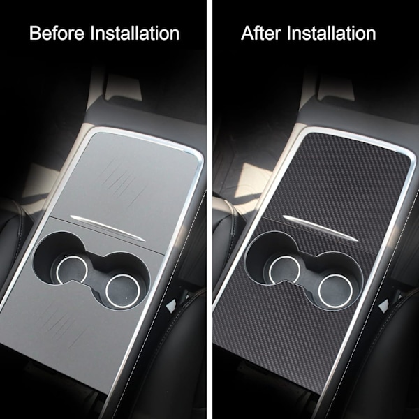 Tesla Model 3 Model Y 2021 2022 2023 Center Console Wrap Kit Carbon Fiber Console Cover Interior Decoration Wrap Kit för Tesla Tillbehör (Matte