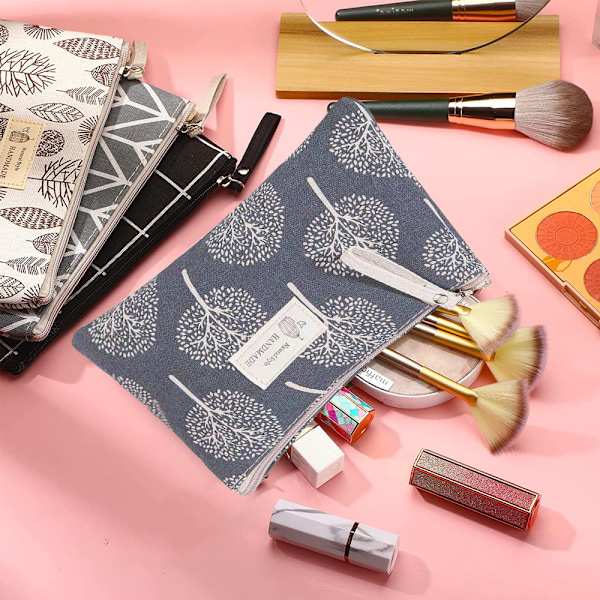 Trykt Canvas Opbevaringspose Muctifunktionel Mønt Makeup Taske Stor Kapacitet Print