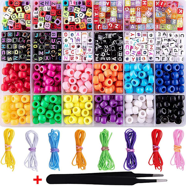 ABC Pärlarmband Pony Pärlor Kits Färgglatt Stretch Armband Lätt Vackert Barn DIY Pärlor