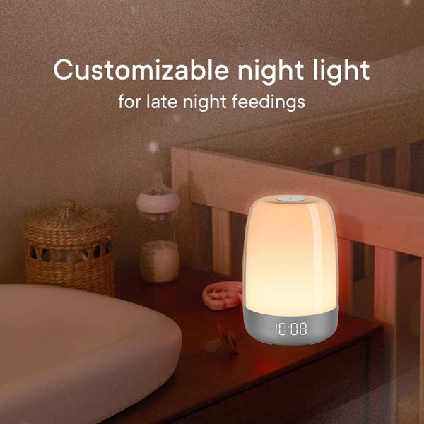 RGB Ambient Bordslampa Nattdukslampa, Soluppgångssimulering Väckarklocka, Sömnhjälpsfunktion med Naturliga Ljud, Babysäkerhet, Perfekt för Barnrum och