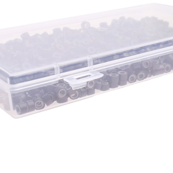 1000 st Nano Beads Hårförlängningar, 5,0 mm Micro Rings Silikonfodrade för I Tip Hårförlängningar, Förlimmade Hårförlängningar (Mörkbrun)