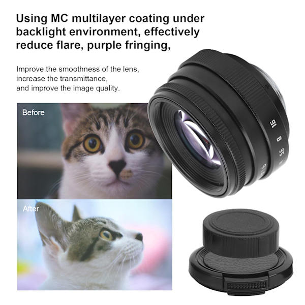 35mm F1.6 C-fäste Stor bländare Manuell fast fokus Porträttkameraobjektiv Tillbehörssvart