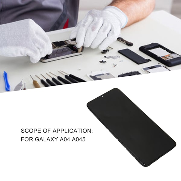 Skjermutskifting med ramme 6,5 tommer LCD-skjerm Digitizer berøringsskjerm montering med reparasjonsverktøy for Galaxy A04 A045