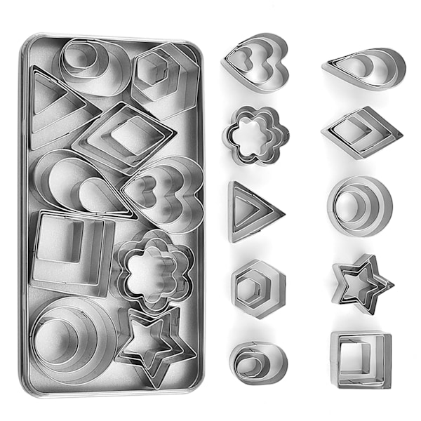 30Pcs Metal Cookie Cutters Various Shapes Stainless Steel Box Packed Metal Biscuit Cutters for DIY Cake Chocolate Baking