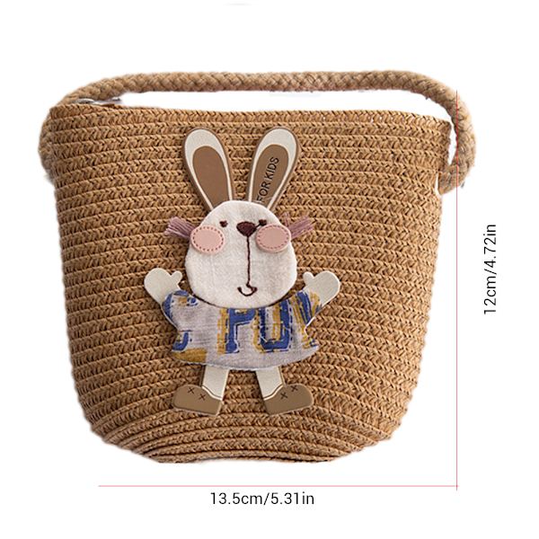 Børns sommer tegneserie kanin halm messenger tasker mini strandtaske C