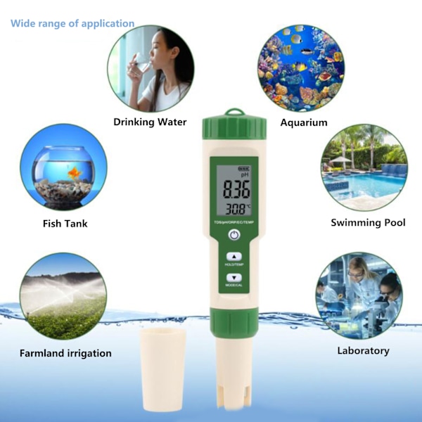 Digital pH- och TDS-mätare för hydroponik och akvariemonitorering: Multifunktionell vattenkvalitetsmätare, automatisk kalibrering och energisparande design