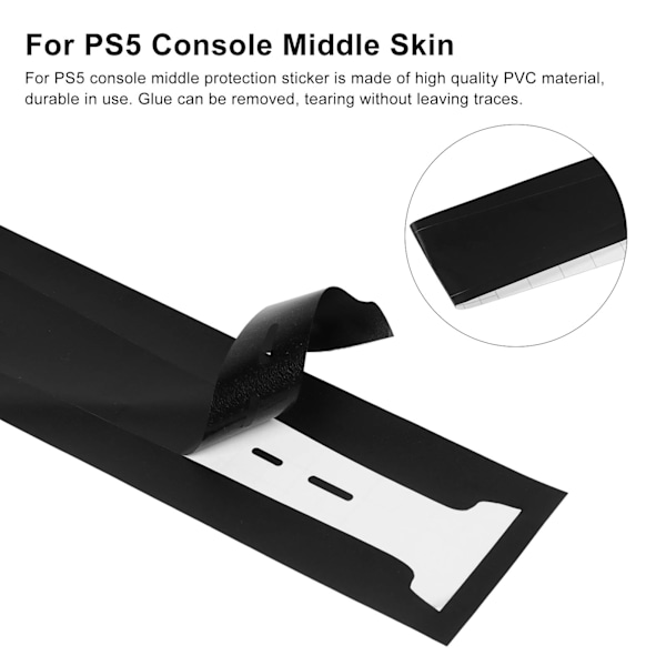 För PS5-konsolens mittre del, reptålig mittre remsdekal för PS5 optisk drivenhet, värd svart