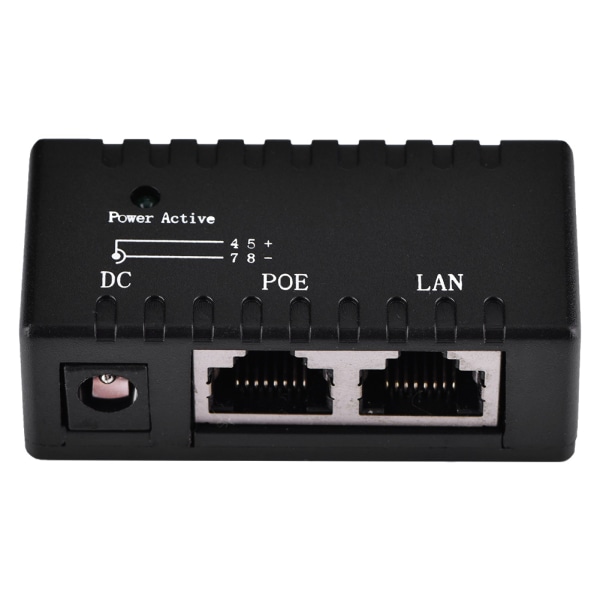 POE Splitter Power Over Ethernet Injektor Adapter för LAN-nätverk Svart