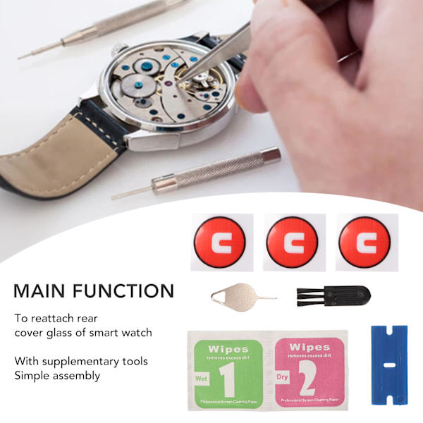 Ring Tape til genmontering af bagcoverglas til Samsung Galaxy Watch Active 2 til Galaxy Watch 3 bagcoverglas udskiftning 3 stk.