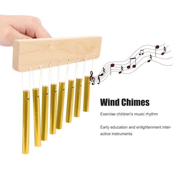 8Tone Chimes SingleRow Tube Børns Slag Instrumenter Orff Førskole Legetøj med Hammer(Guld )