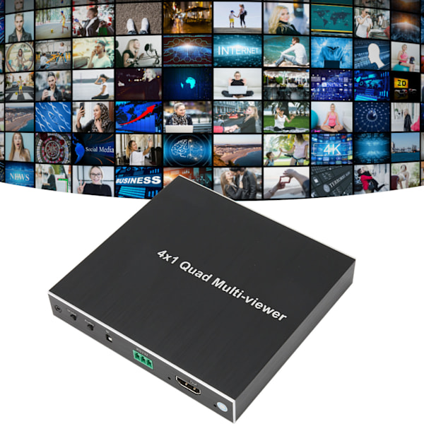 HD Multimedia Interface 4x1 Multiviewer Switch Sømløs 1080P Ved 60Hz 4 inn 1 ut Switcher med RS232 Kontroll 100‑240V EU-kontakt