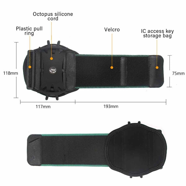 Smartphone Armband med 360° Roterbar Design, Universell Passform för 3.5\" ~ 6.2\" Enheter, Andningsbart Material Säkerställer Komfort Även Under Intensiv Träning
