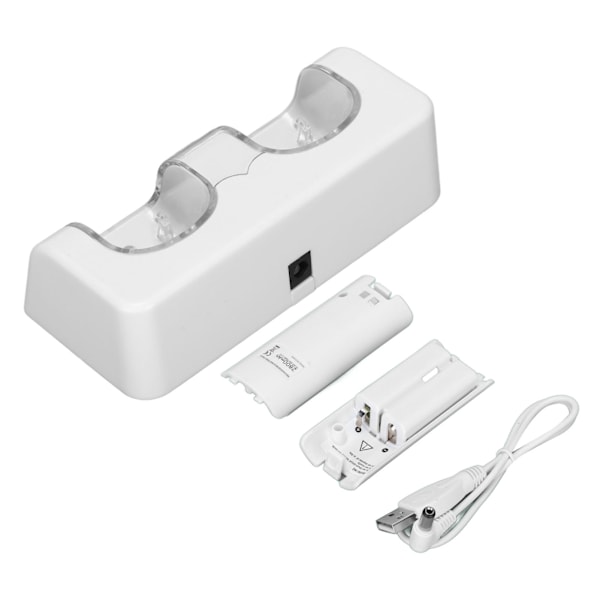 Fjärrkontrollbatteriladdare med strömsladd Stabil bärbar dubbel laddningsstation Dock för Wii Game Remote Control Battery