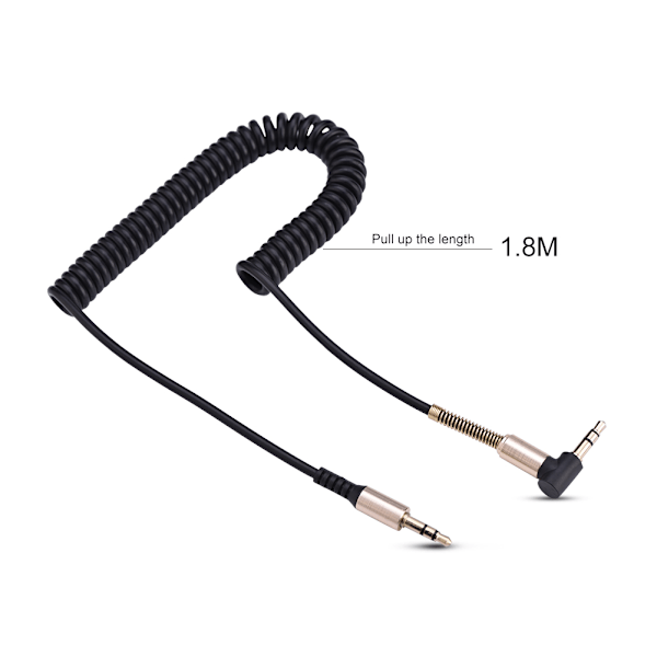 3,5 mm hann til hann fjær Aux-kabel L-formet og I-formet uttrekkbar ledning for bilstereo-øretelefon