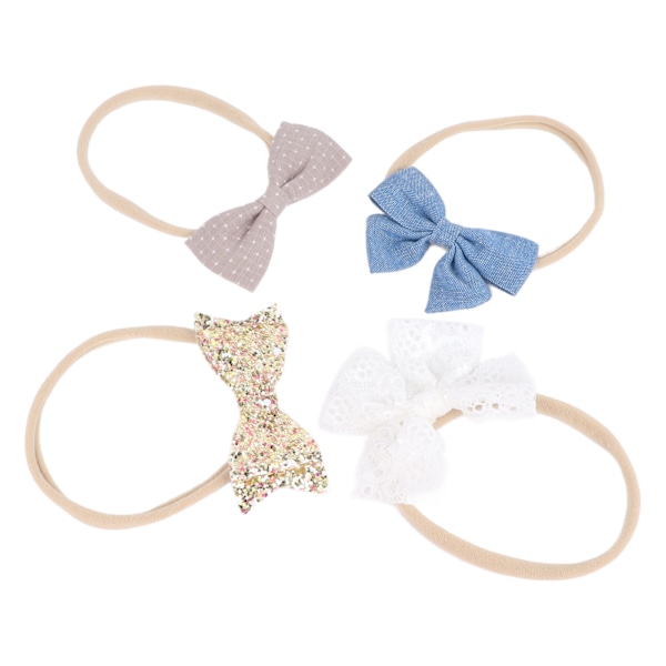 12 stk. Baby Bows Hårbånd Elastiske Multifarvede Søde Hestehale Hårbånd til Småbørn Piger
