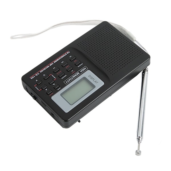 AM FM SW Radio med minnesfunktion, lågförlust bakgrundsbelysta knappar, bärbar digital fullbandsradio med väckarklocka