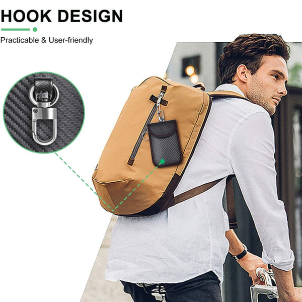 Signal Blocking Faraday Pouch Bag, Set of 2 Rfid Signal Blocking Pouches for Car Key, Carbon Fiber Anti Rfid Protection Case