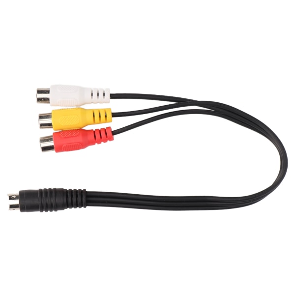 S-video 4-pin uros - 3RCA naaras -kaapeli, kaksoissuojattu, punainen, keltainen, valkoinen, videoadapterikaapeli, 1,0 jalkaa