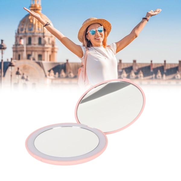 3.5 Inch LED Mirror 1X 10X Magnification Double Sided Makeup Mirror for Home Travel Built in Battery Pink