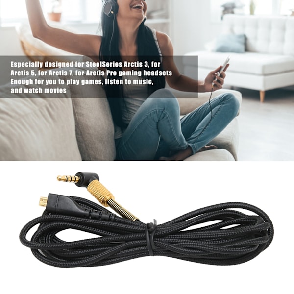 Hodetelefon lydkabel OFC kobbertråd erstatningslydkabel for Steelseries Arctis 3 5 7 Pro