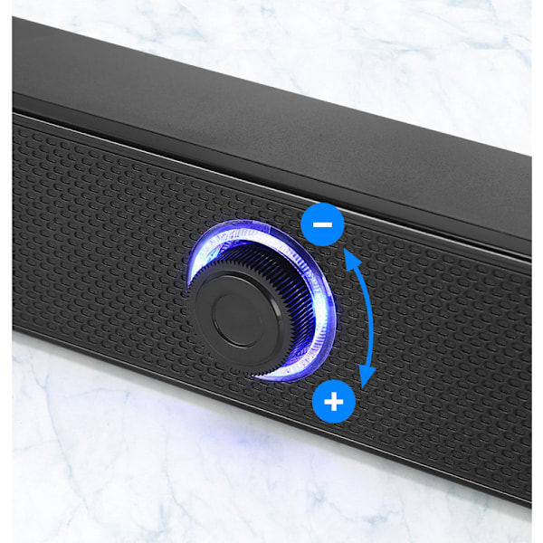 PC-høyttalere, Smalody datamaskin-høyttalere, USB-lydplanke, spillhøyttalere med kule LED-lys, multimediehøyttalere, perfekt for stasjonær PC, bærbar PC