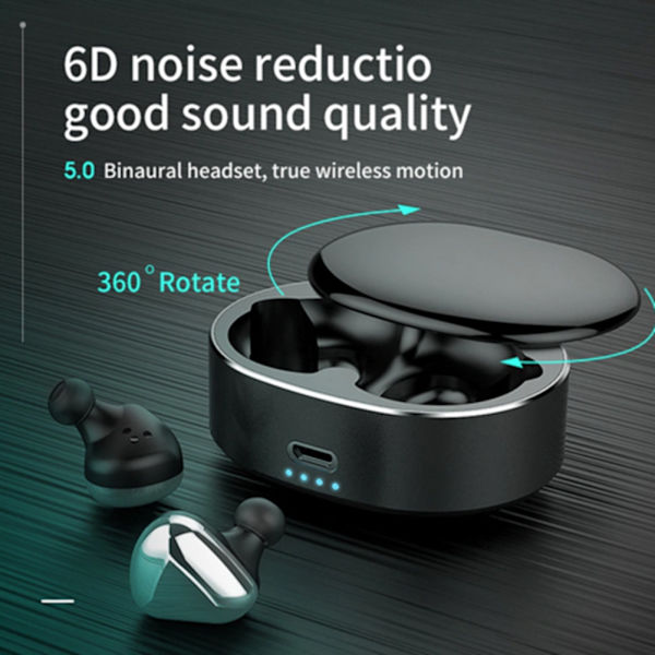 Bluetooth-headset med touch-funktion för bilaterala samtal, trådlösa stereo Tws5.0-hörlurar med låg strömförbrukning (svart)